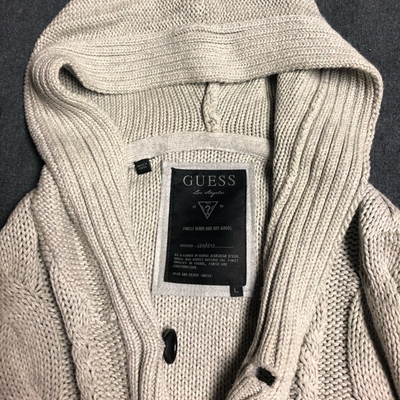 Guess Hooded Button Up Sweater - Size Large - Picture 3 of 3